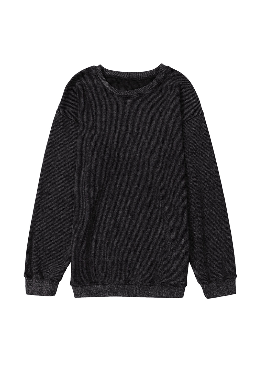 Black Plus Size HO HO HO Santa Graphic Corded Sweatshirt