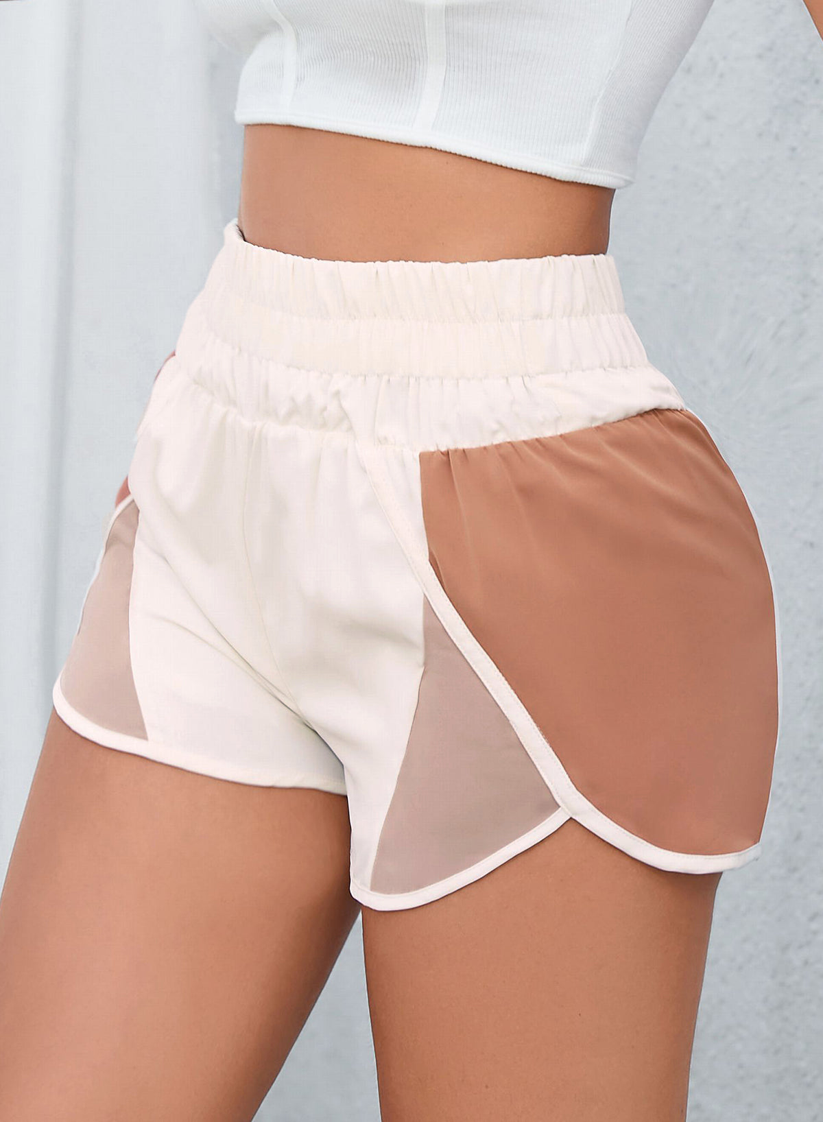 Blue Color Block Split High Waist Shorts