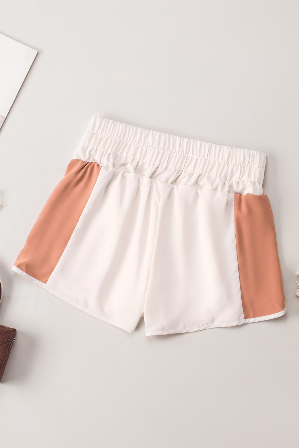 Blue Color Block Split High Waist Shorts