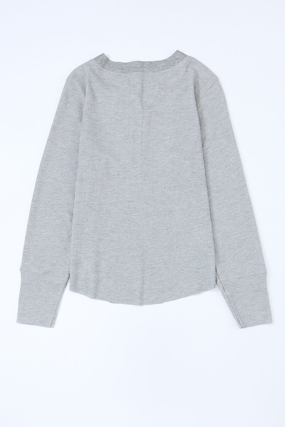 Brown Trimmed Neckline Waffle Knit Henley Top