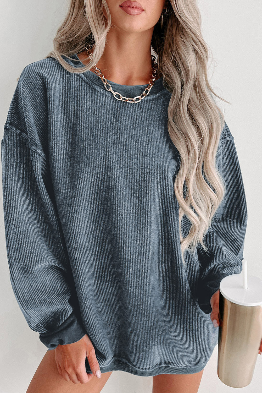 Green Sequined holly jolly Graphic Corded Sweatshirt