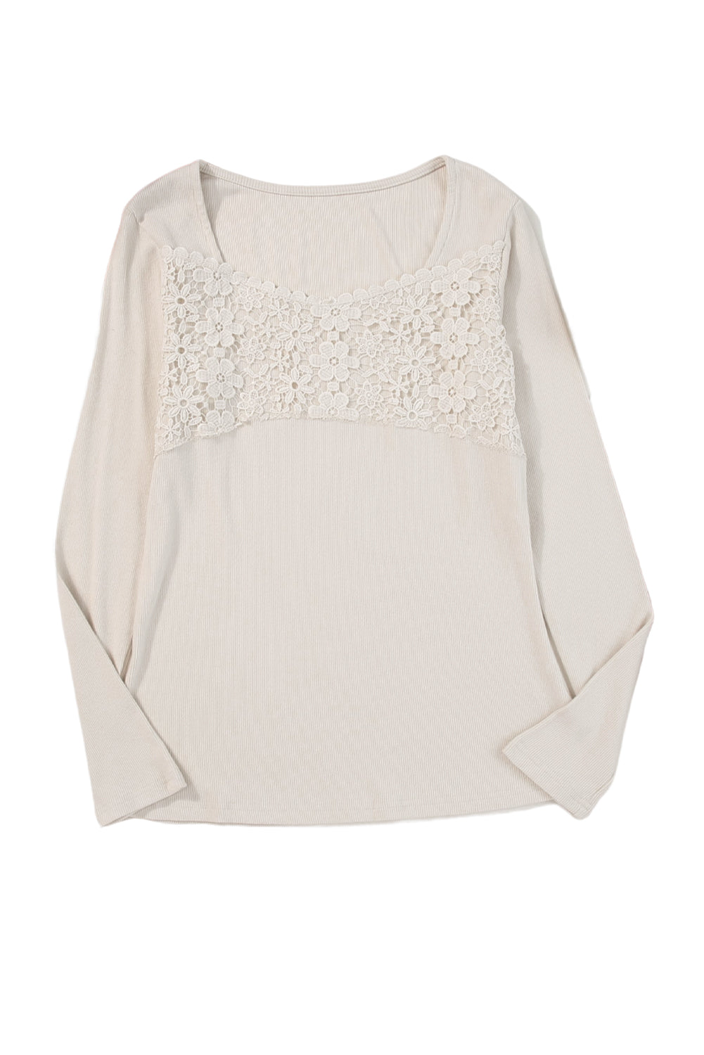 Red Lace Crochet V Neck Long Sleeve Top