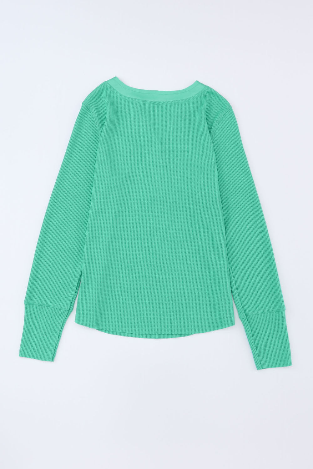 Brown Trimmed Neckline Waffle Knit Henley Top