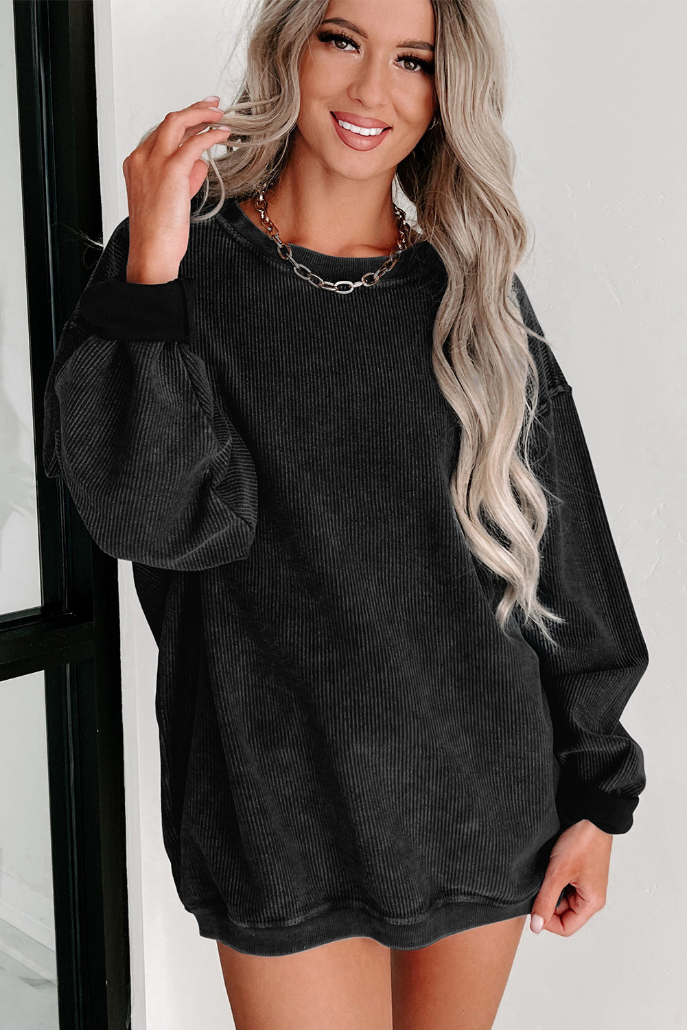 Green Sequined holly jolly Graphic Corded Sweatshirt