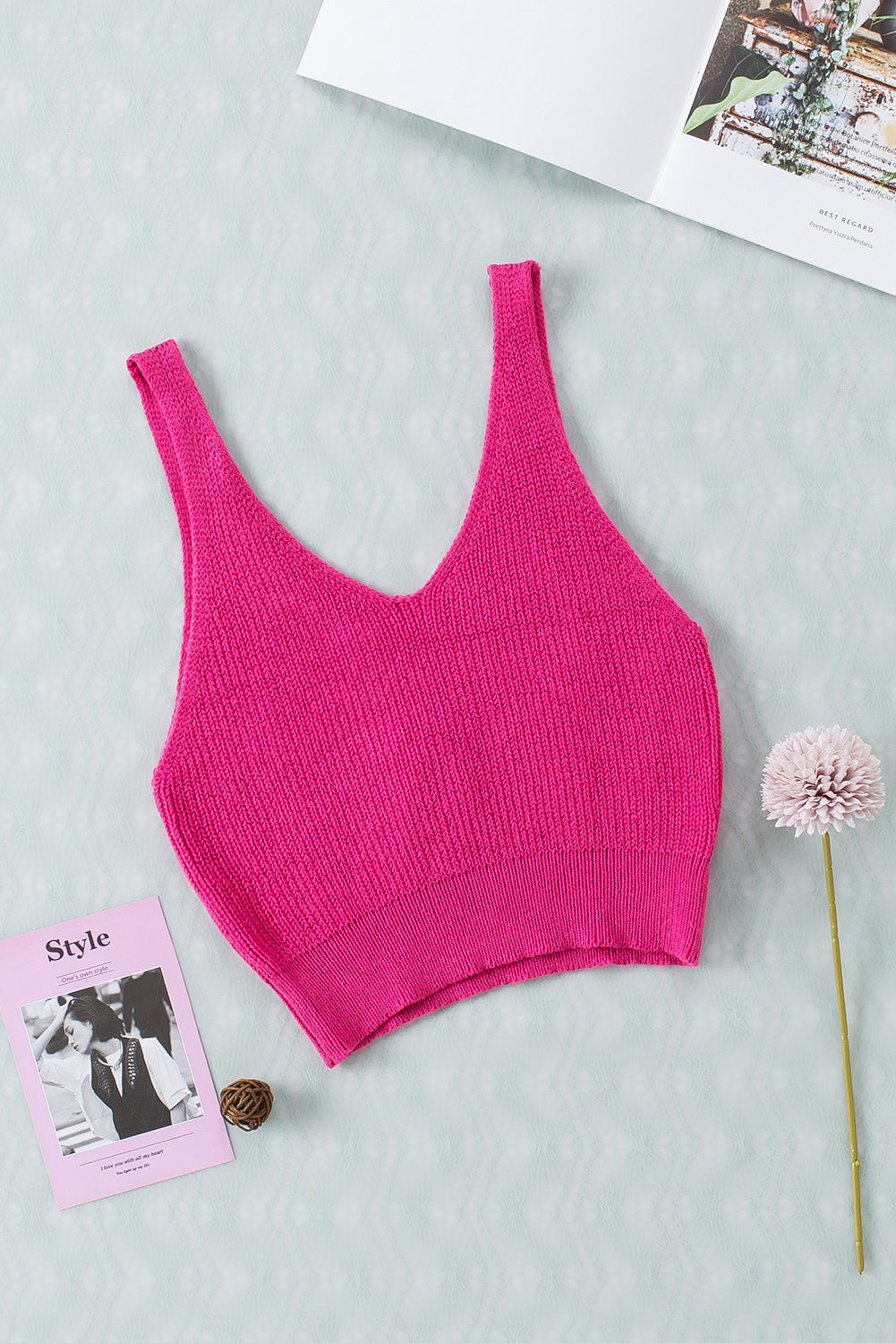 Apricot Cropped Woolen Knit Vest