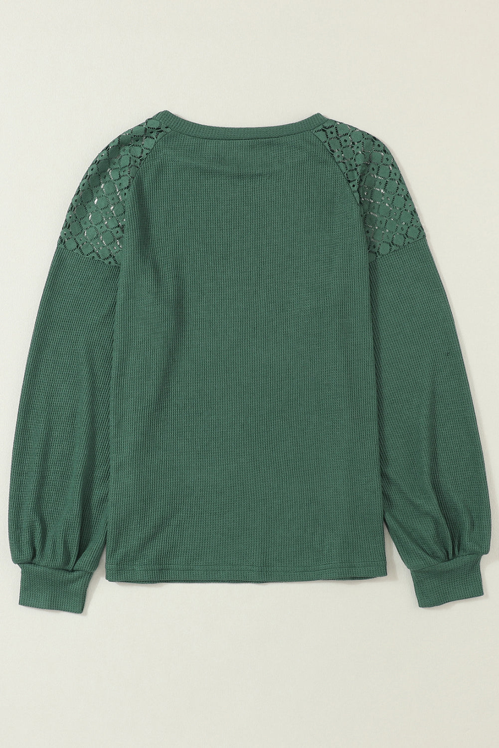 Apricot Pink Plus Size Contrast Lace Sleeve Textured Knit Top