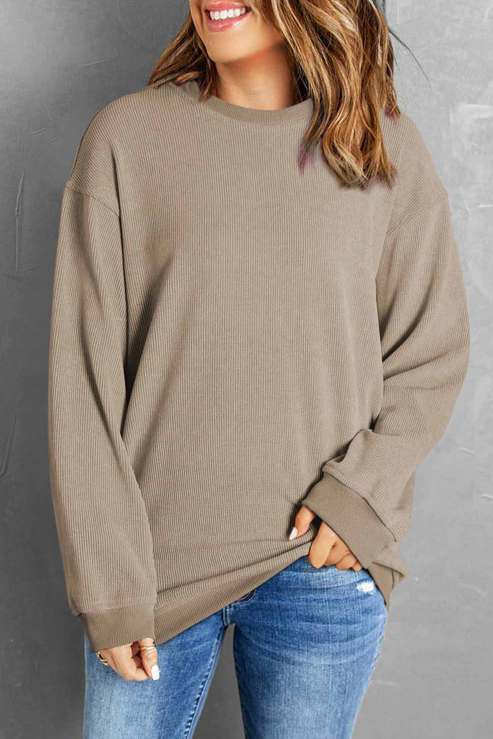 Black Plus Size HO HO HO Santa Graphic Corded Sweatshirt