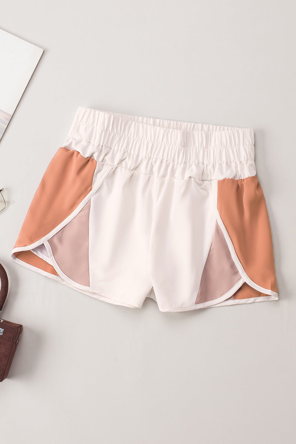 Blue Color Block Split High Waist Shorts