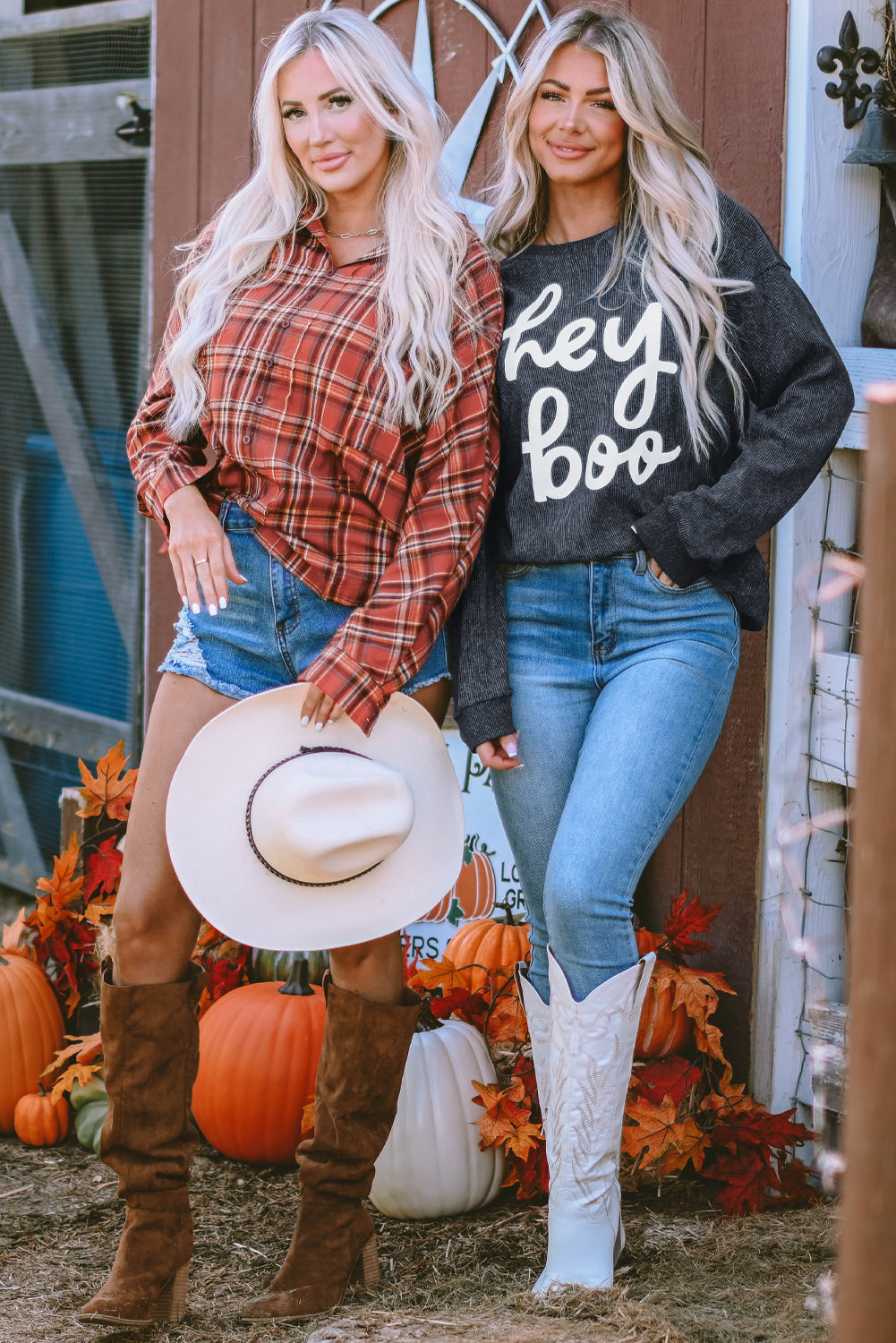 Black Plus Size HO HO HO Santa Graphic Corded Sweatshirt
