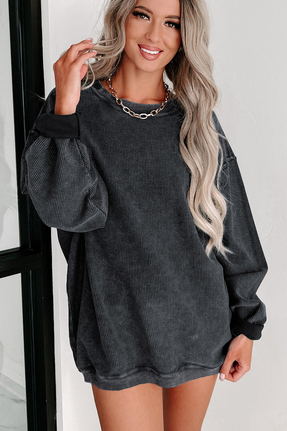 Green Sequined holly jolly Graphic Corded Sweatshirt