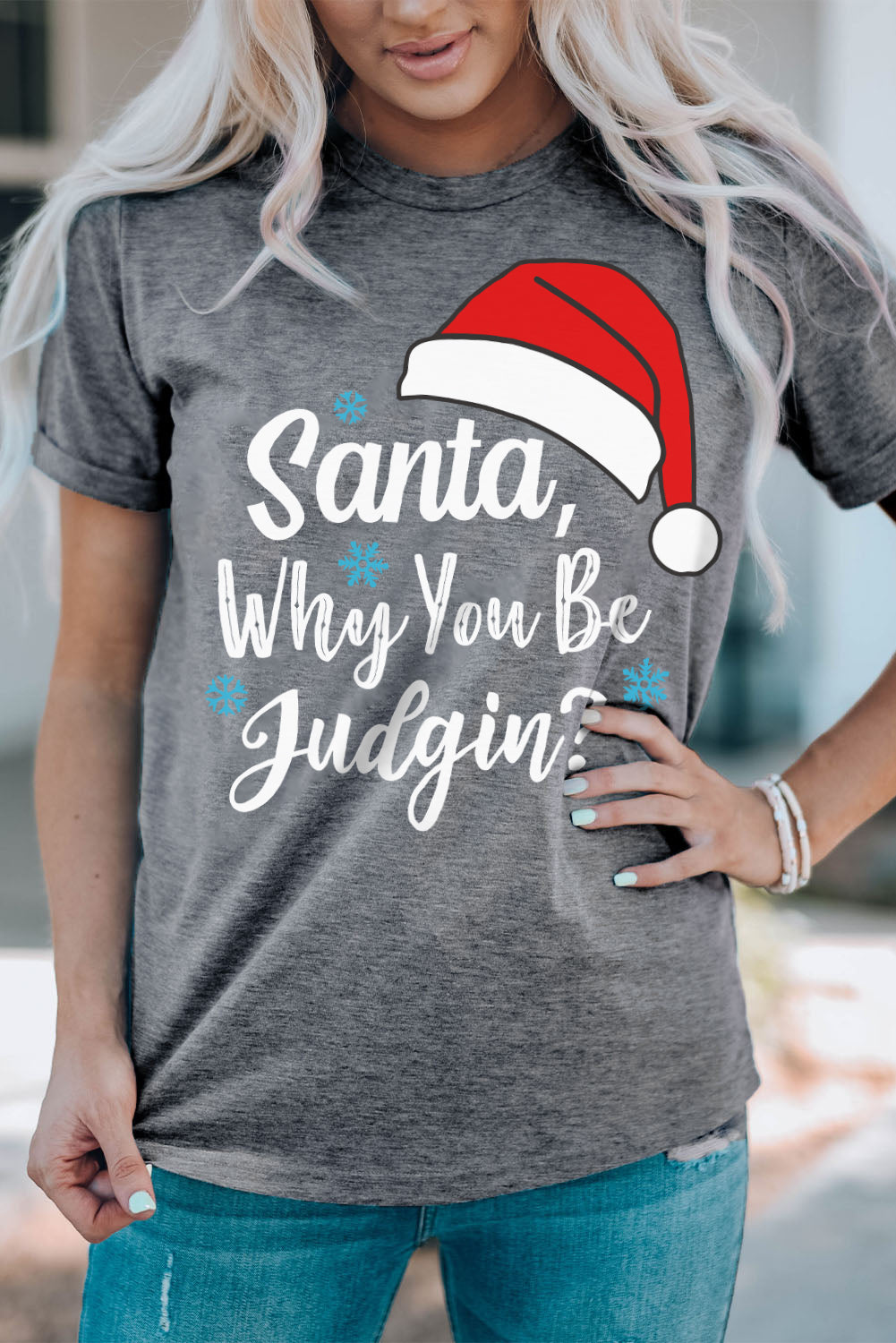 Red Let It Snow Somewhere Else Snowflake Graphic T Shirt