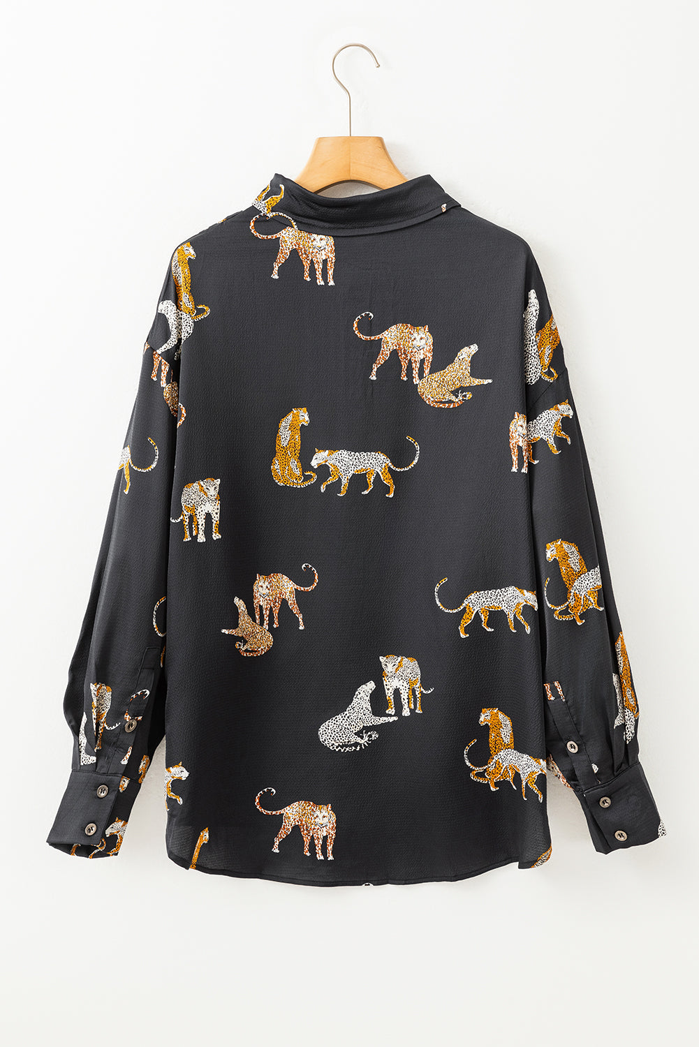 Black Plus Size Cheetah Print Puff Sleeve Ruffle Mini Dress