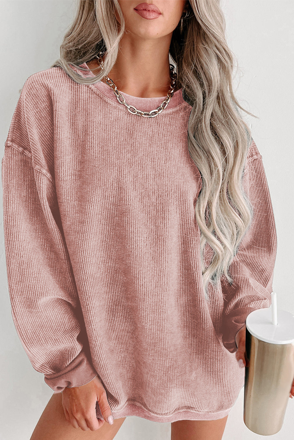 Black Plus Size HO HO HO Santa Graphic Corded Sweatshirt