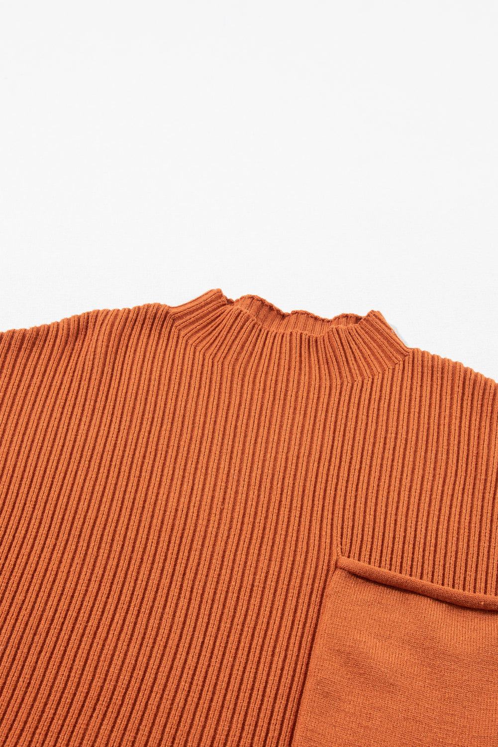 Apricot Ribbed V Neck Patched Chest Pocket Knit T-shirt