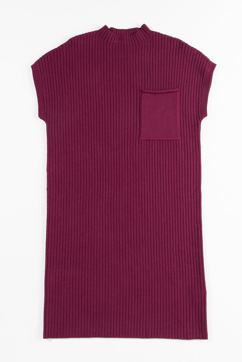 Apricot Ribbed V Neck Patched Chest Pocket Knit T-shirt