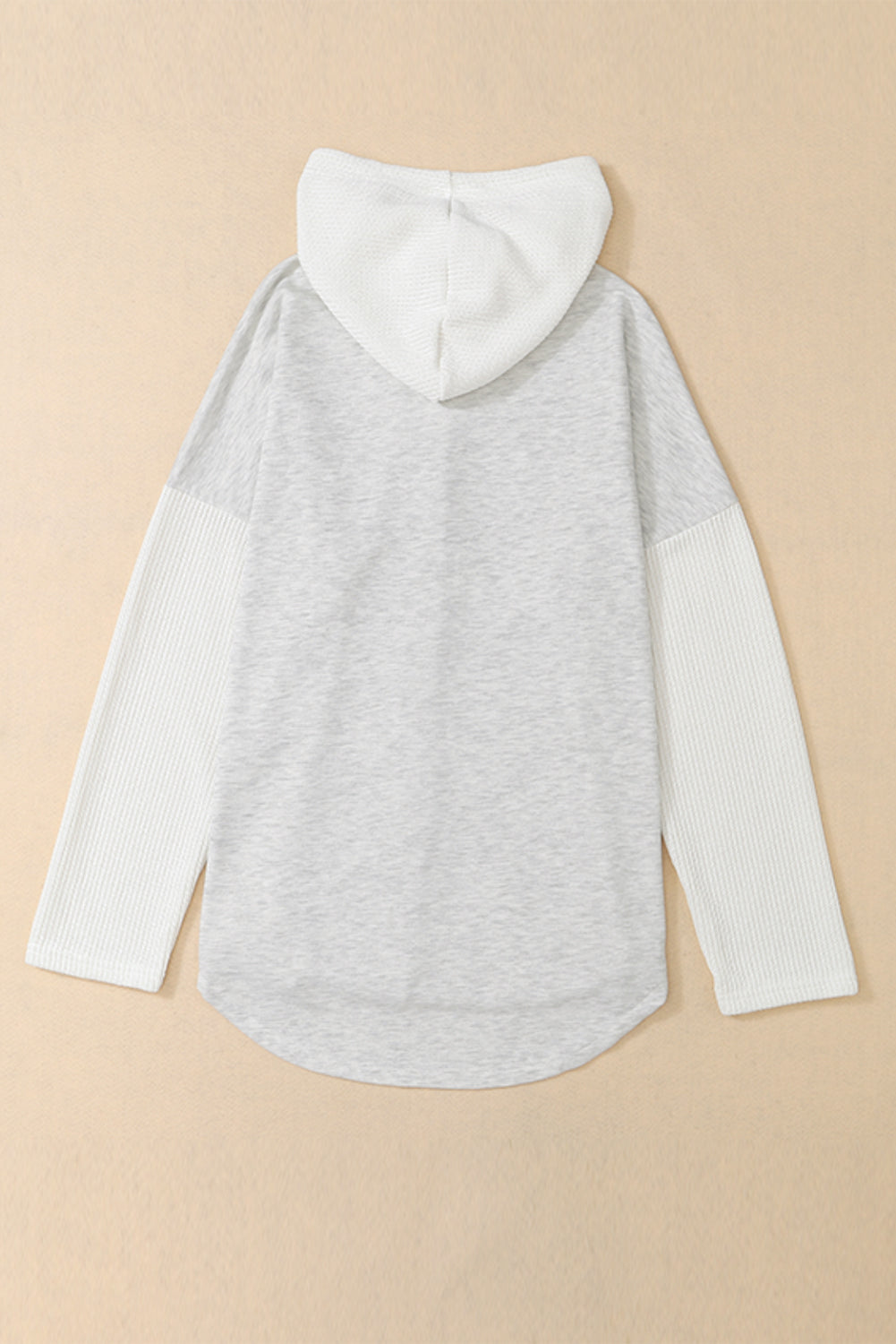 Gray Contrast Knitted Sleeves Plus Size Hoodie