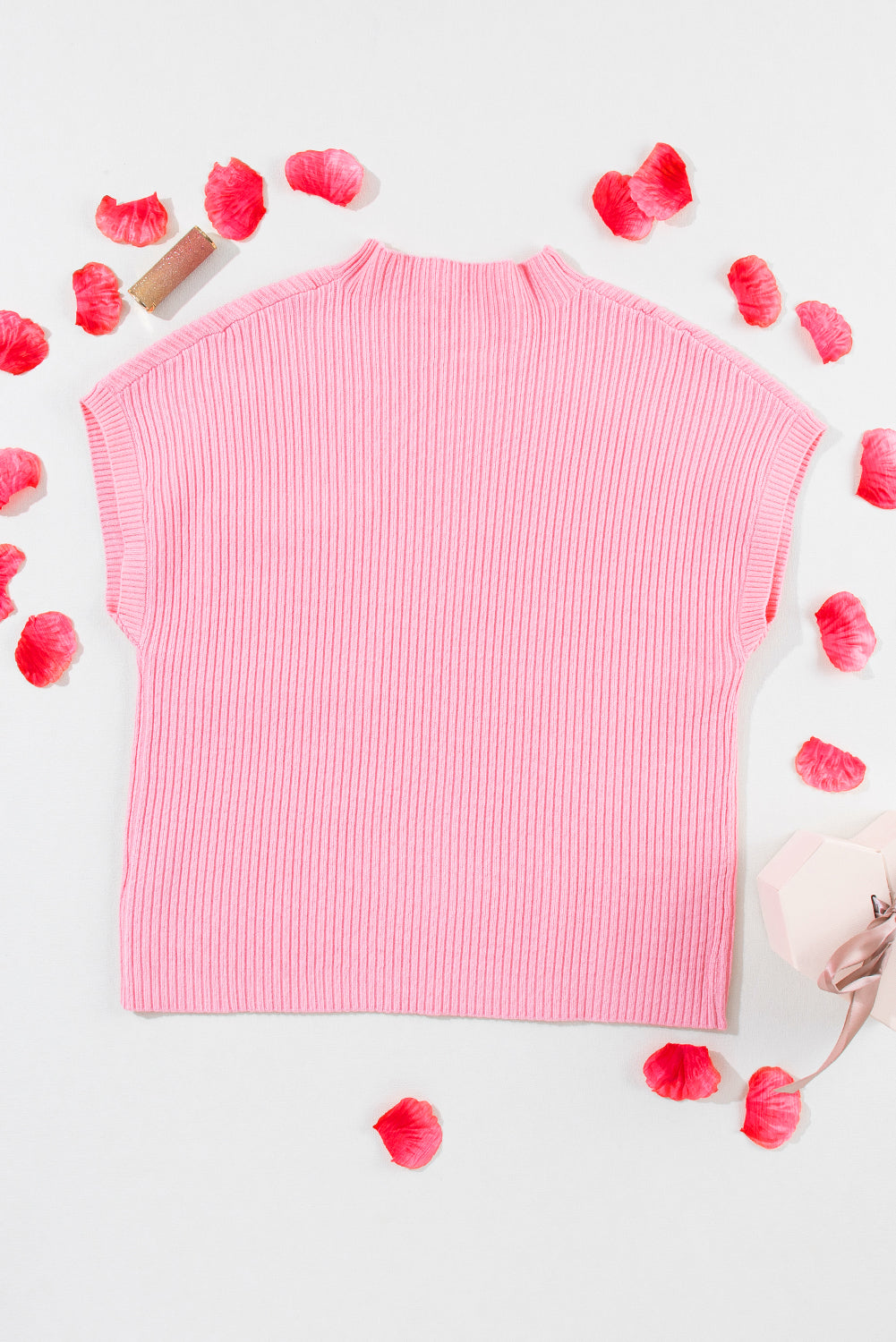 Apricot Ribbed V Neck Patched Chest Pocket Knit T-shirt