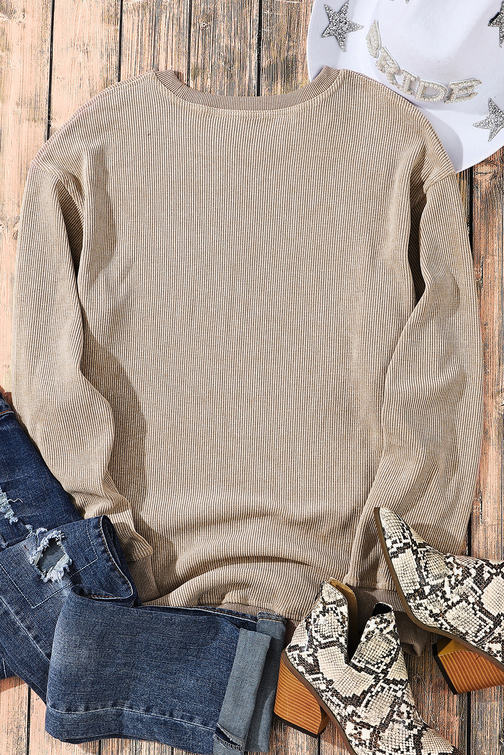 Black Plus Size HO HO HO Santa Graphic Corded Sweatshirt