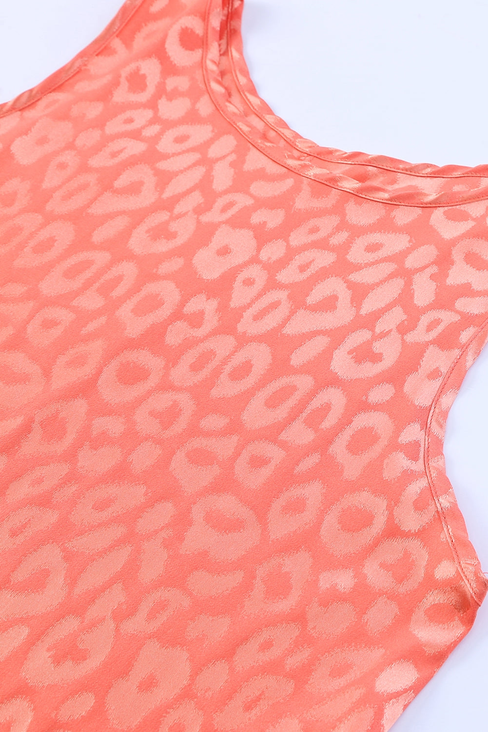 Beige Satin Leopard Tank Top