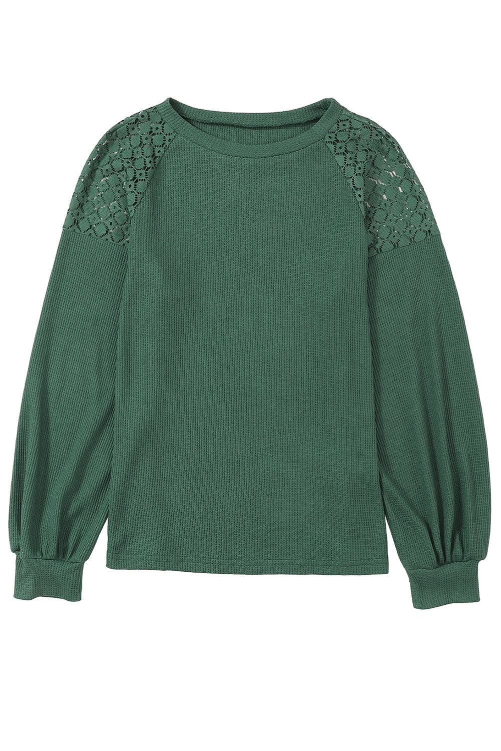 Apricot Pink Plus Size Contrast Lace Sleeve Textured Knit Top