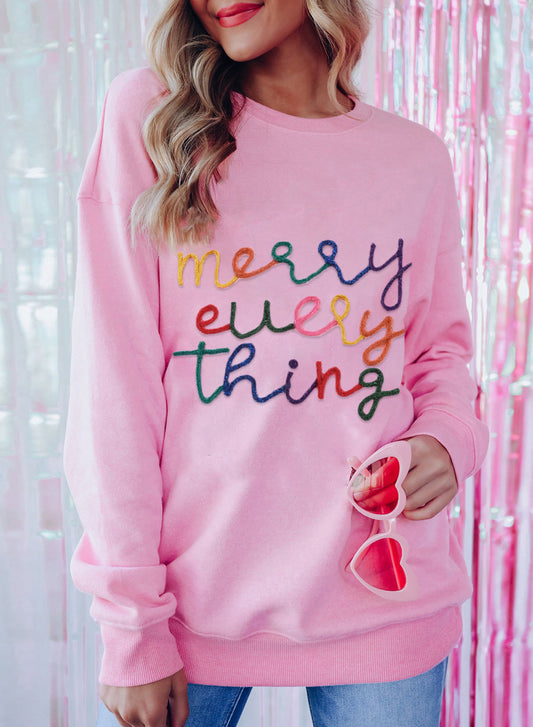 Black Howdy Heart Graphic Round Neck Casual Sweater