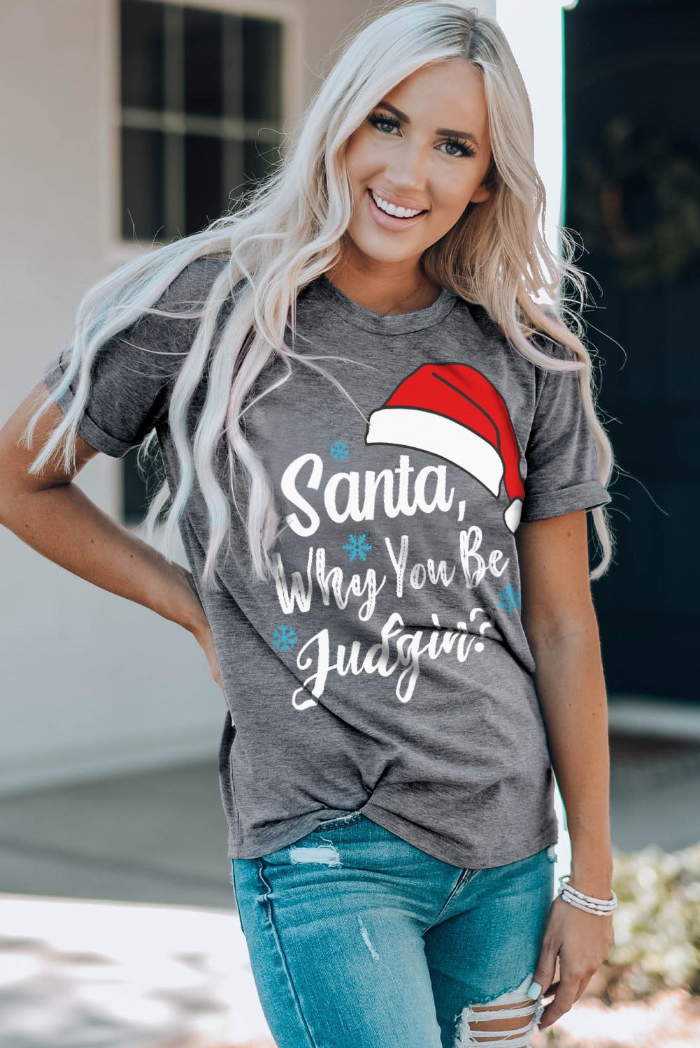 Red Let It Snow Somewhere Else Snowflake Graphic T Shirt