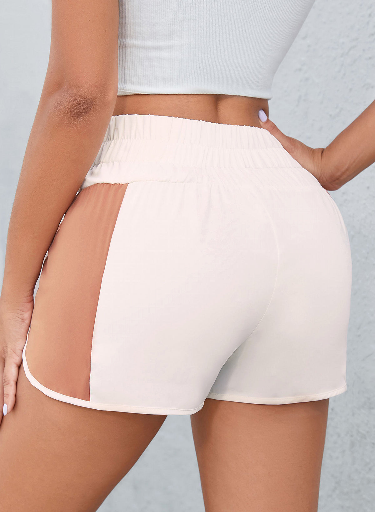 Blue Color Block Split High Waist Shorts