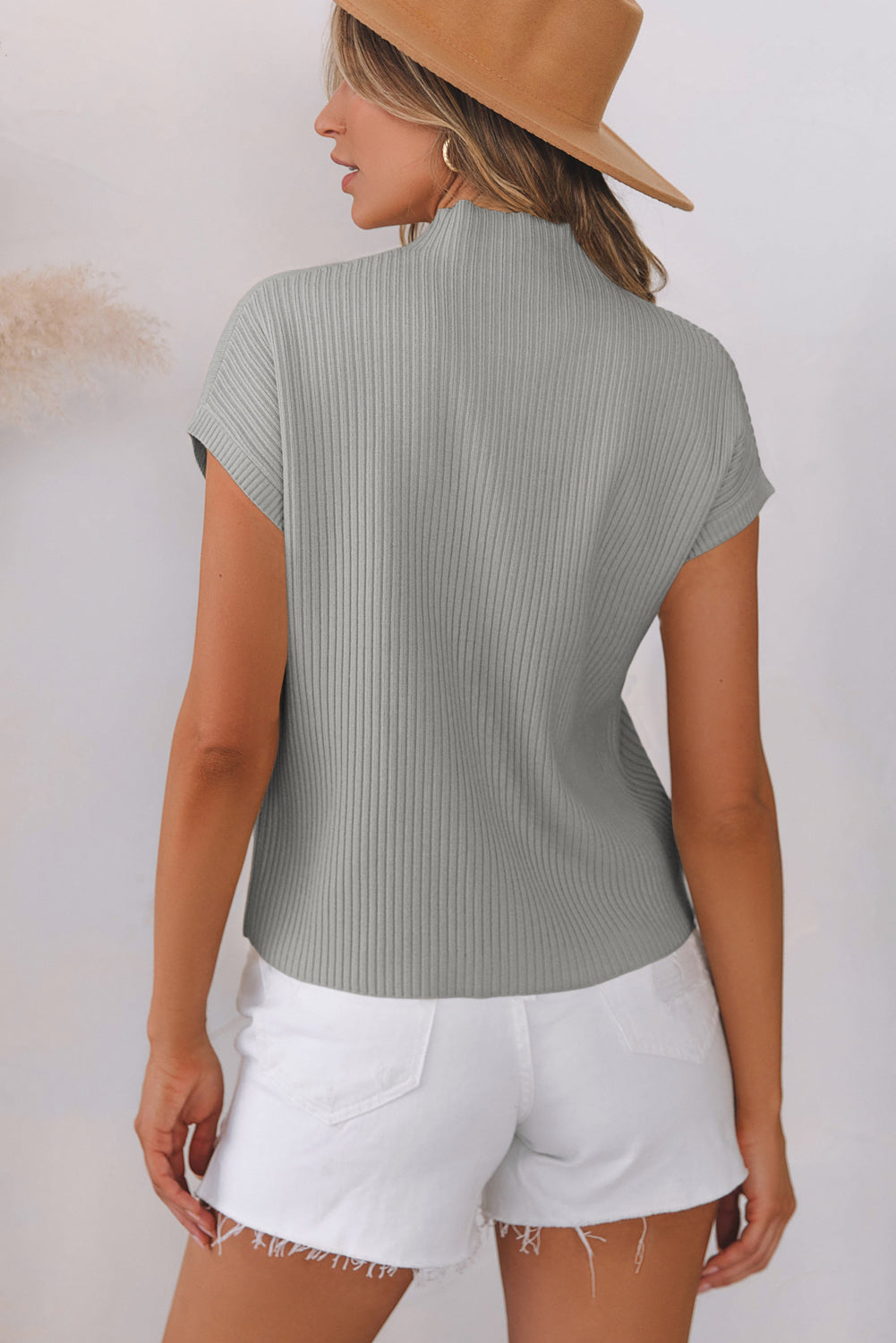 Jungle Green Plus Size Mock Neck Chest Pocket Short Sleeve Sweater