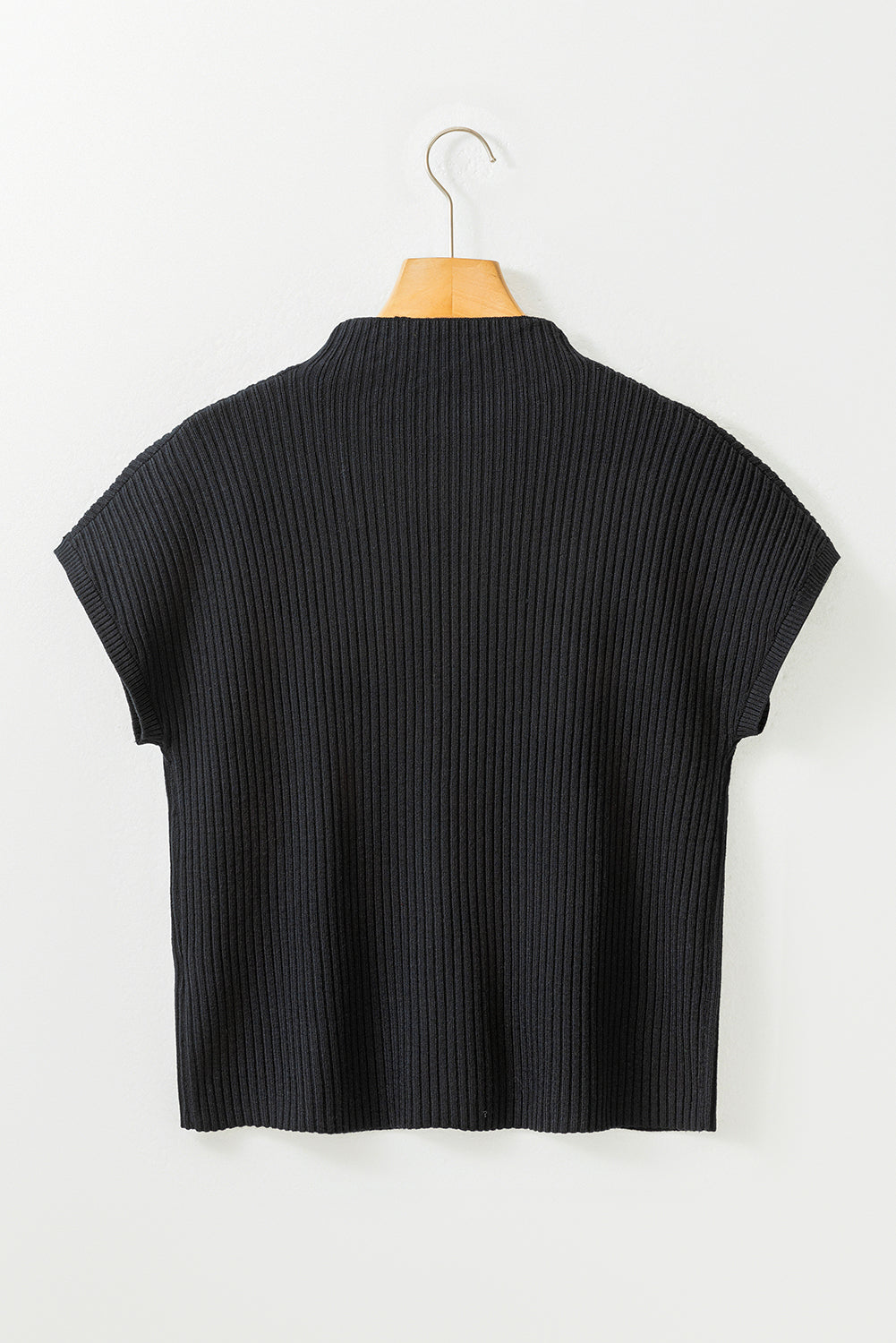 Apricot Ribbed V Neck Patched Chest Pocket Knit T-shirt