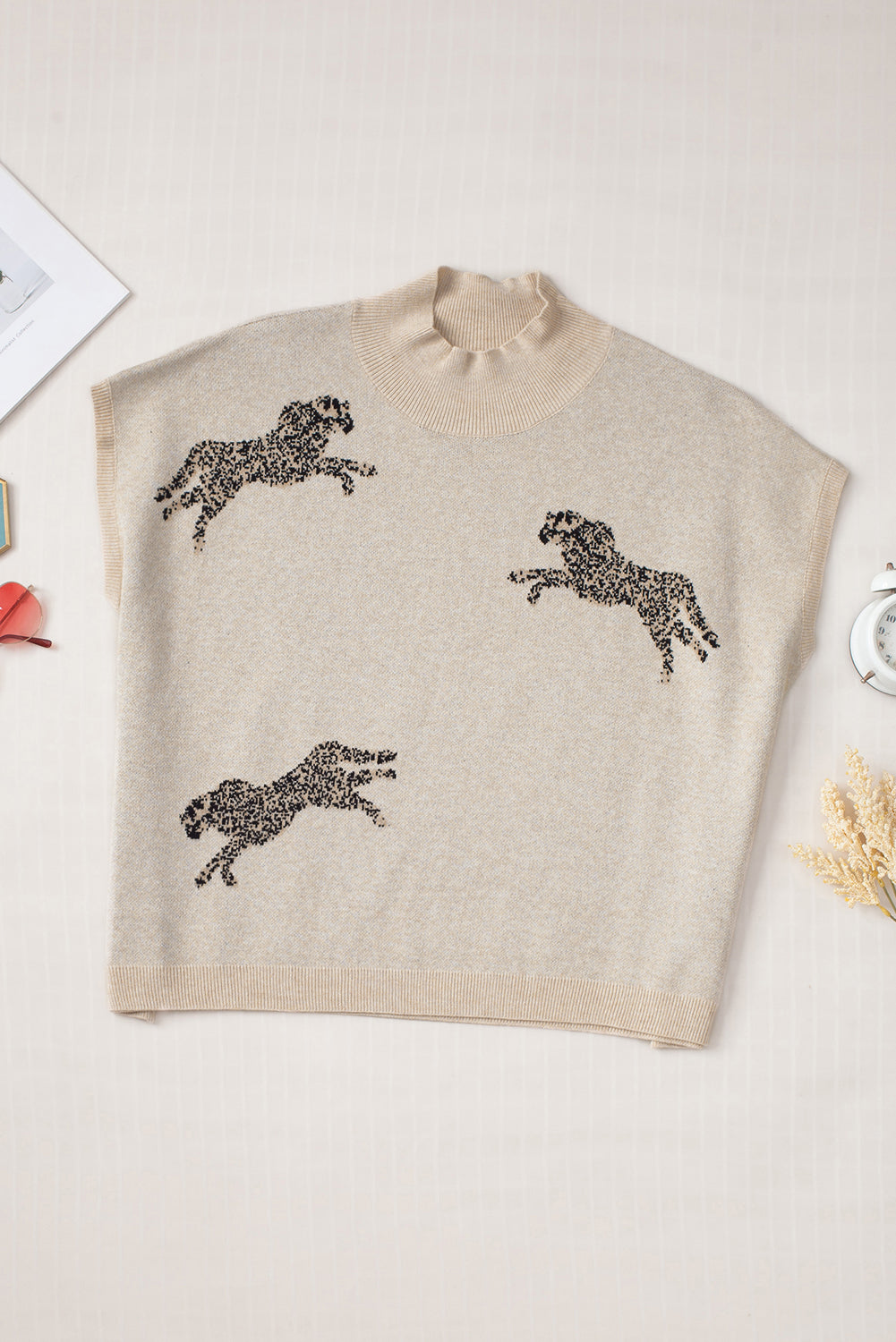 Jungle Green Plus Size Mock Neck Chest Pocket Short Sleeve Sweater