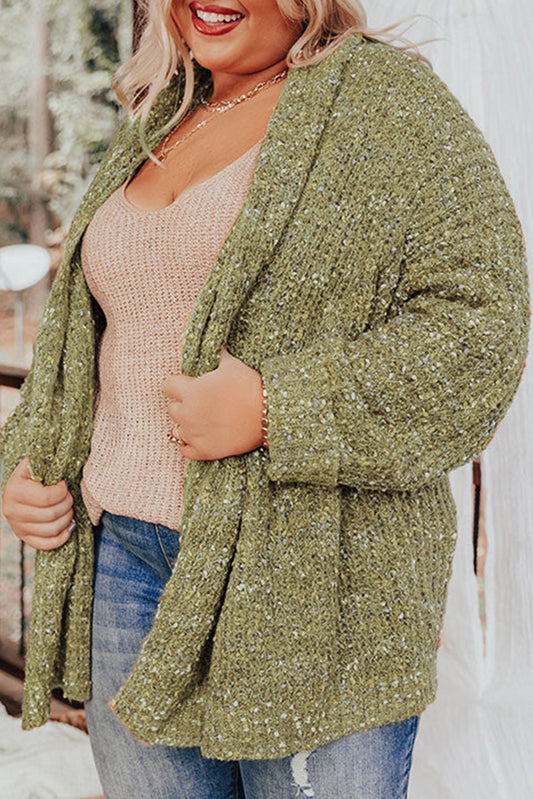 Bonbon Open Front Knit Plus Size Cozy Cardigan