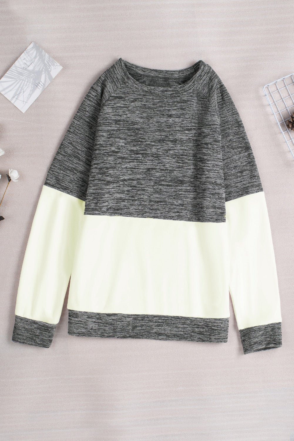 Gray Color Block Raglan Long Sleeve Top
