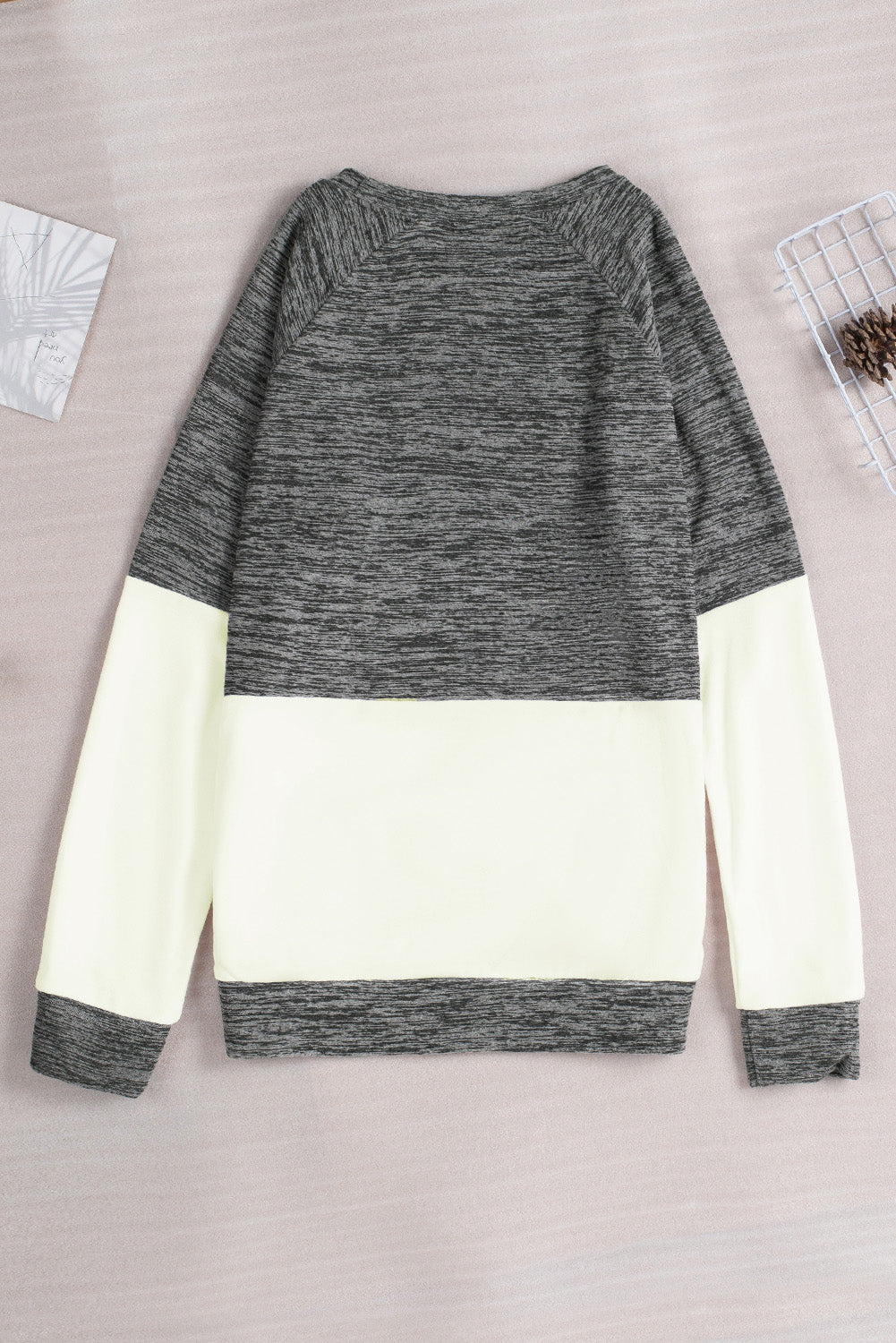 Gray Color Block Raglan Long Sleeve Top