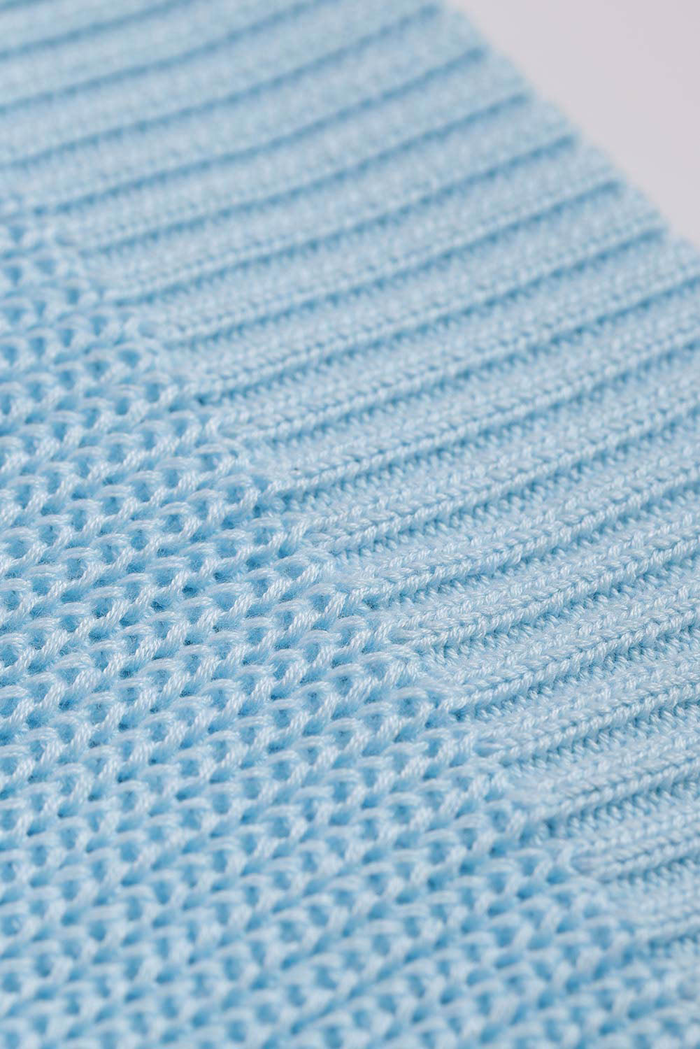 Sky Blue Casual Loose Halter Neck Cold Shoulder Ribbed Knit Sweater