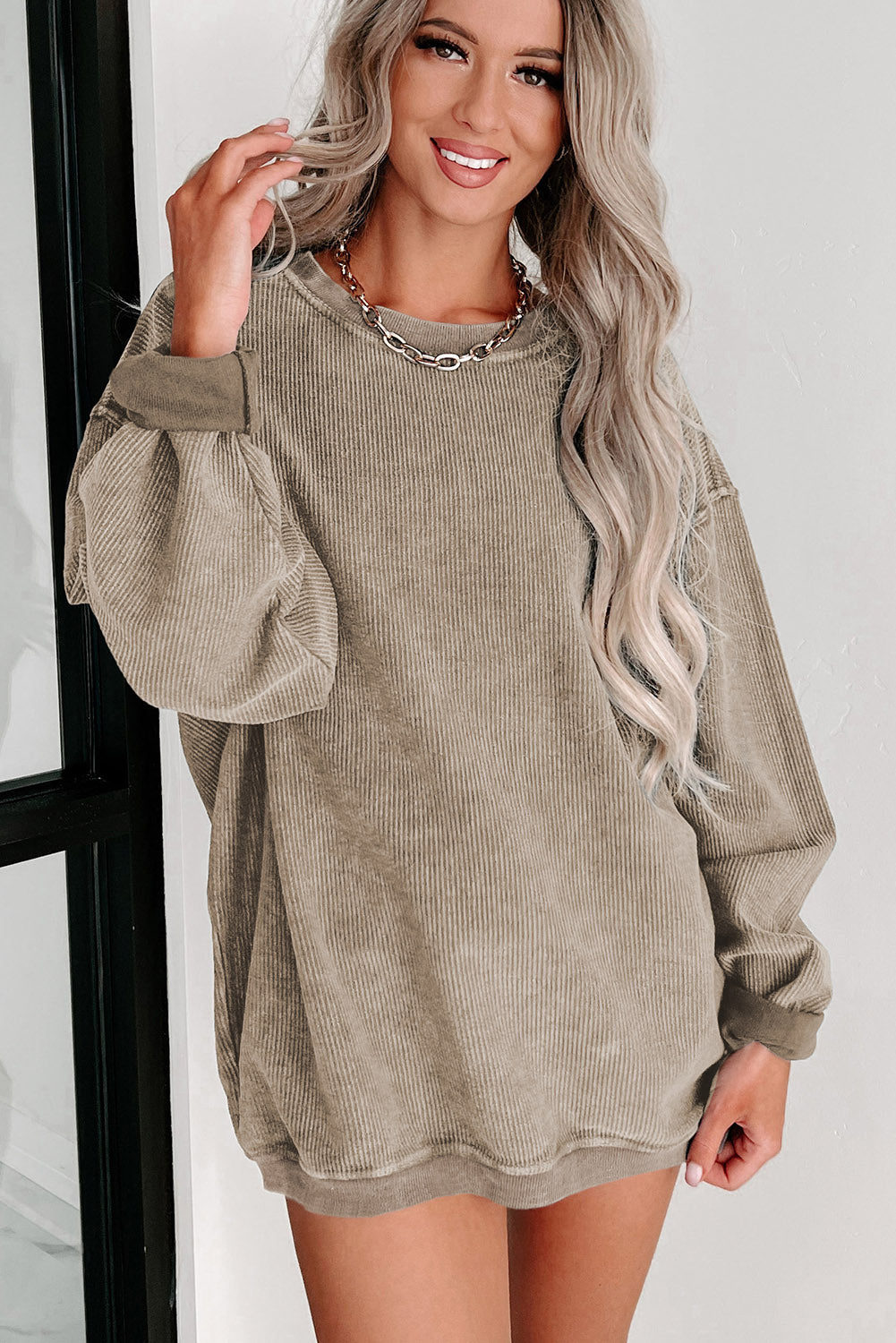 Green Sequined holly jolly Graphic Corded Sweatshirt