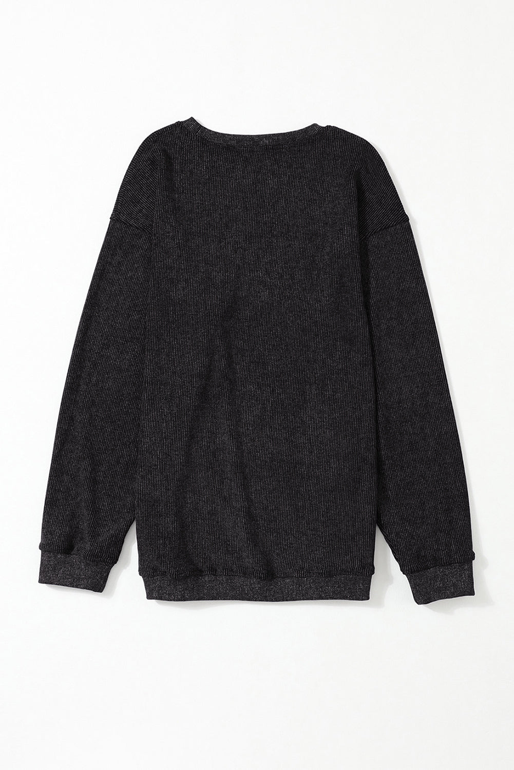 Black Plus Size HO HO HO Santa Graphic Corded Sweatshirt