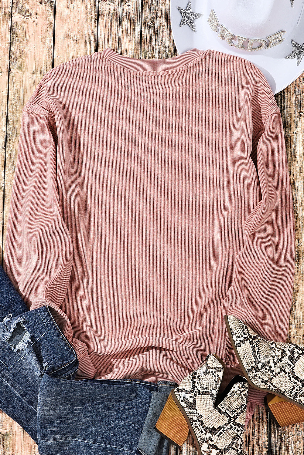 Black Plus Size HO HO HO Santa Graphic Corded Sweatshirt