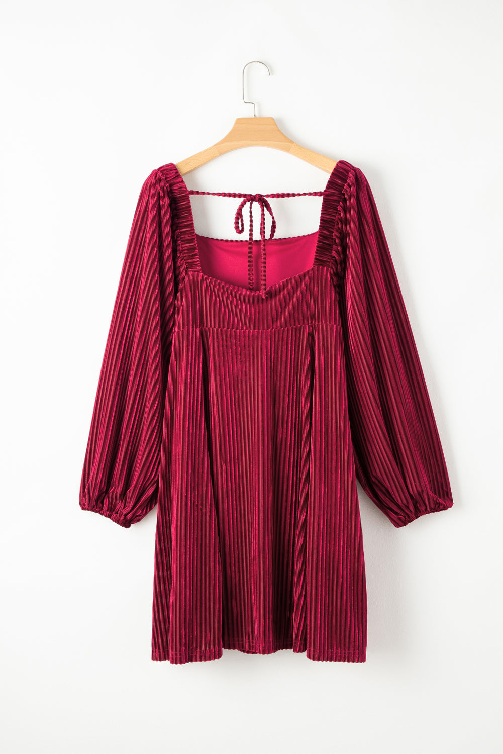 Blackish Green Smocked Ribbed Velvet Babydoll Top