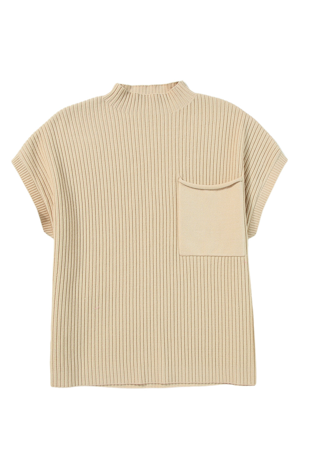 Jungle Green Plus Size Mock Neck Chest Pocket Short Sleeve Sweater