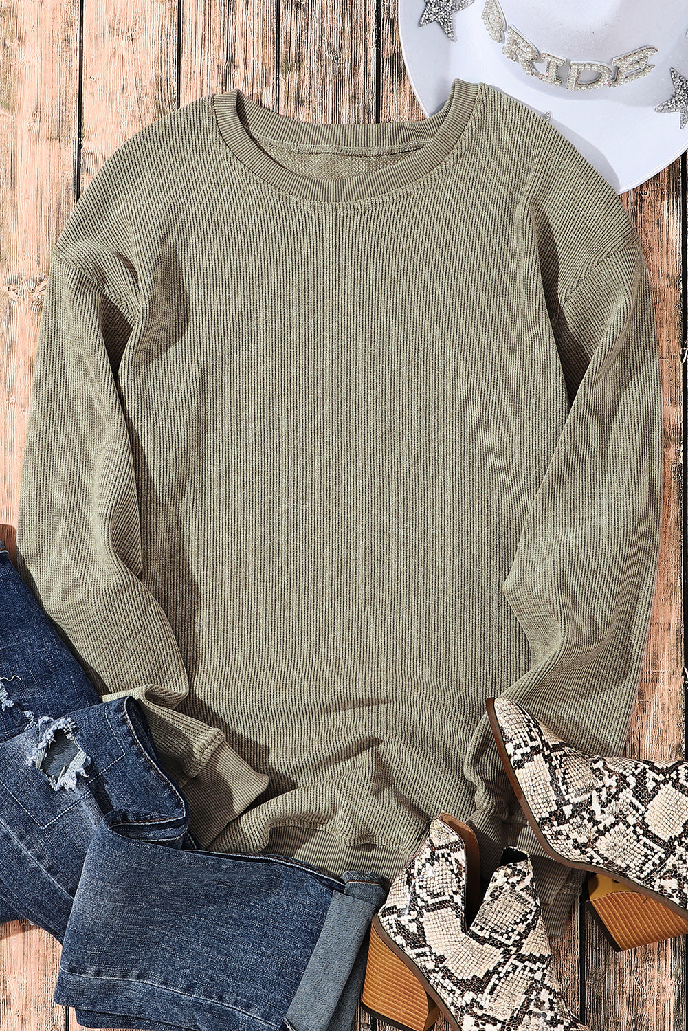 Green Sequined holly jolly Graphic Corded Sweatshirt