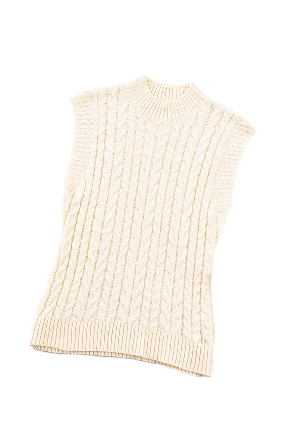 Black Cable Knit High Neck Sweater Vest