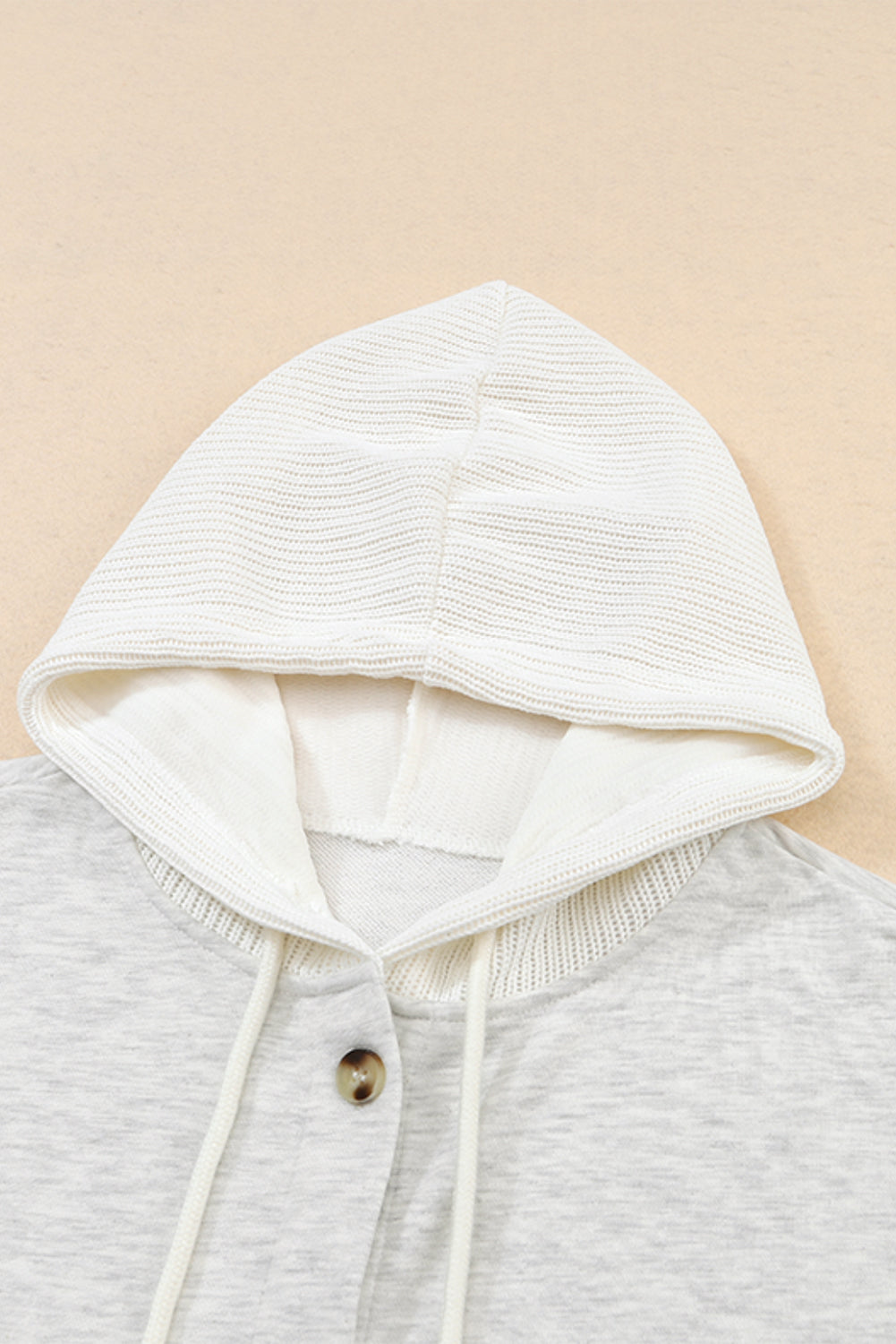 Gray Contrast Knitted Sleeves Plus Size Hoodie