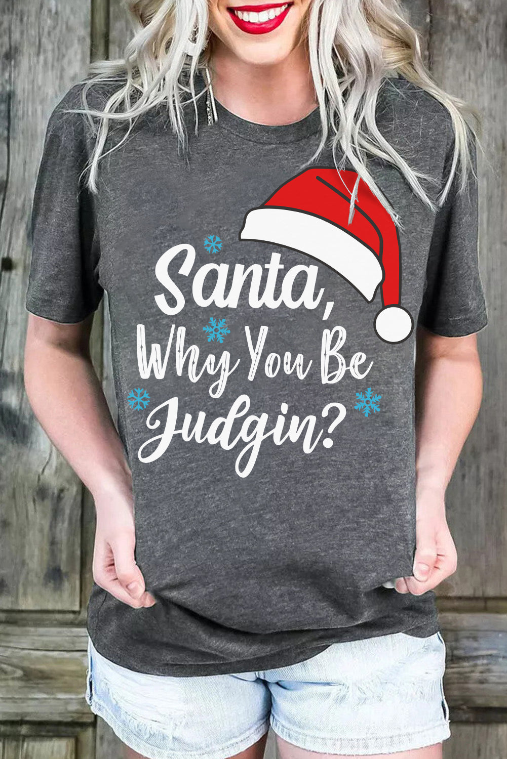 Red Let It Snow Somewhere Else Snowflake Graphic T Shirt