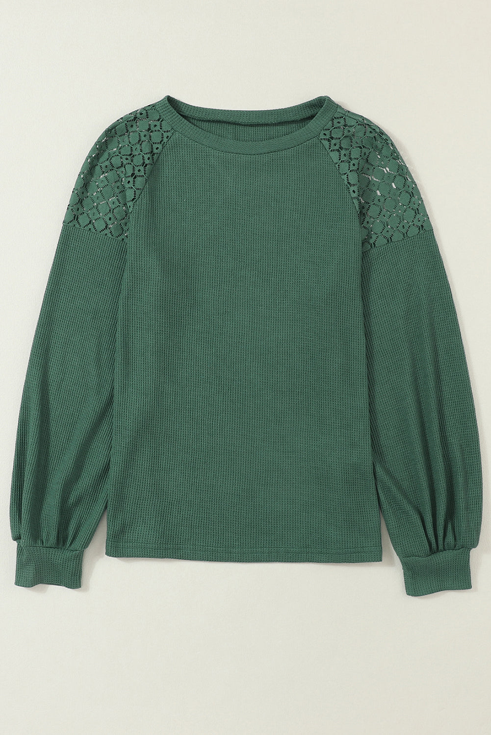 Apricot Pink Plus Size Contrast Lace Sleeve Textured Knit Top
