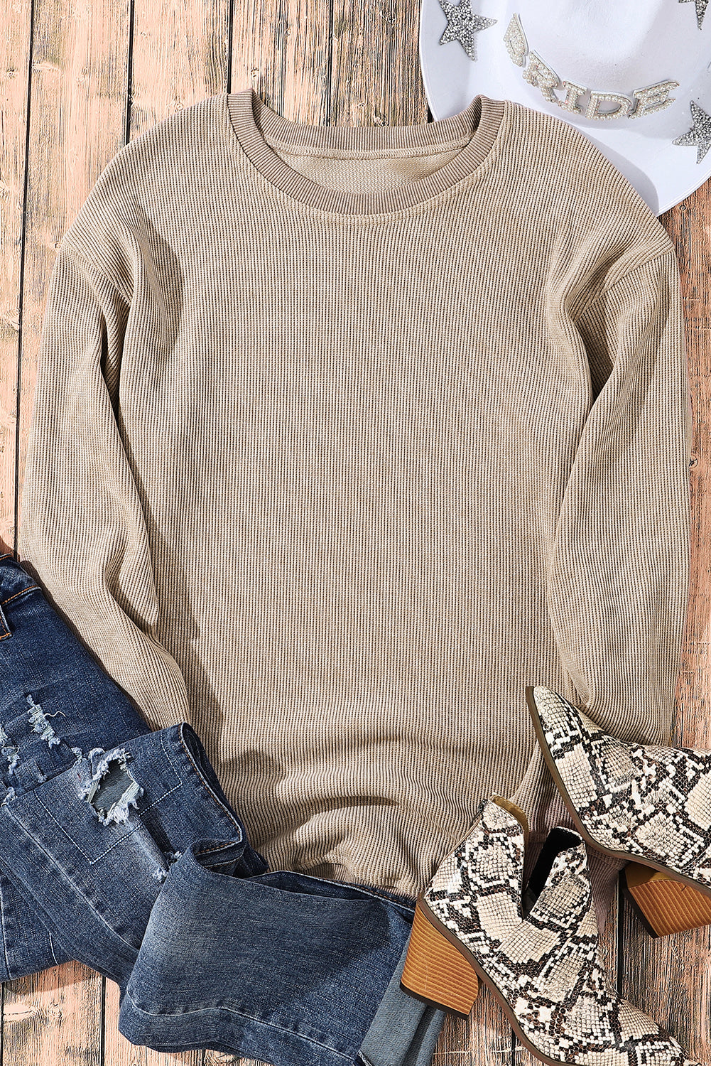 Black Plus Size HO HO HO Santa Graphic Corded Sweatshirt