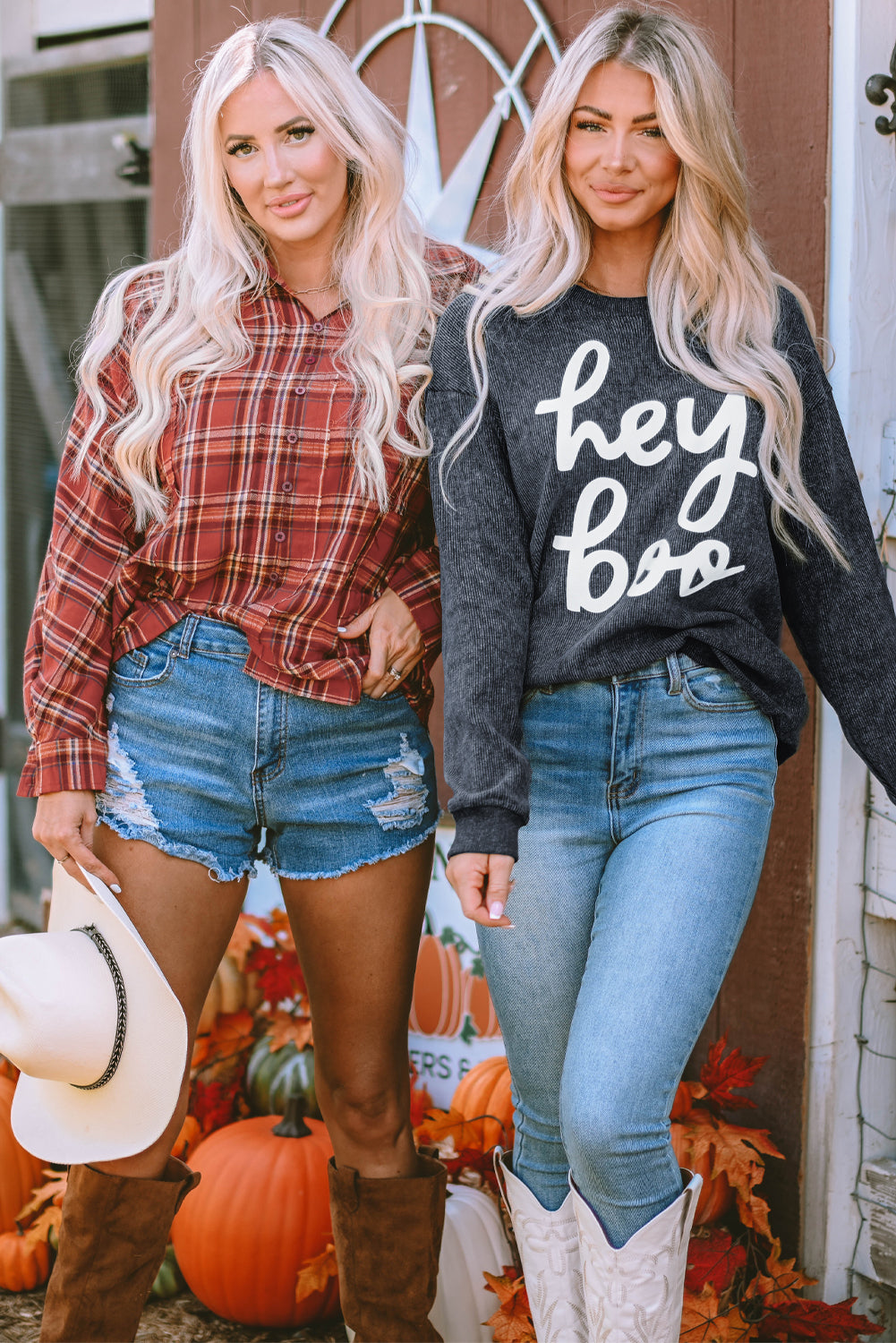 Black Plus Size HO HO HO Santa Graphic Corded Sweatshirt