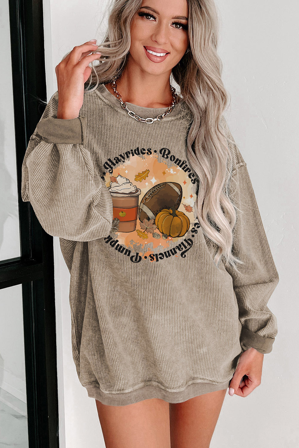 Black Plus Size HO HO HO Santa Graphic Corded Sweatshirt