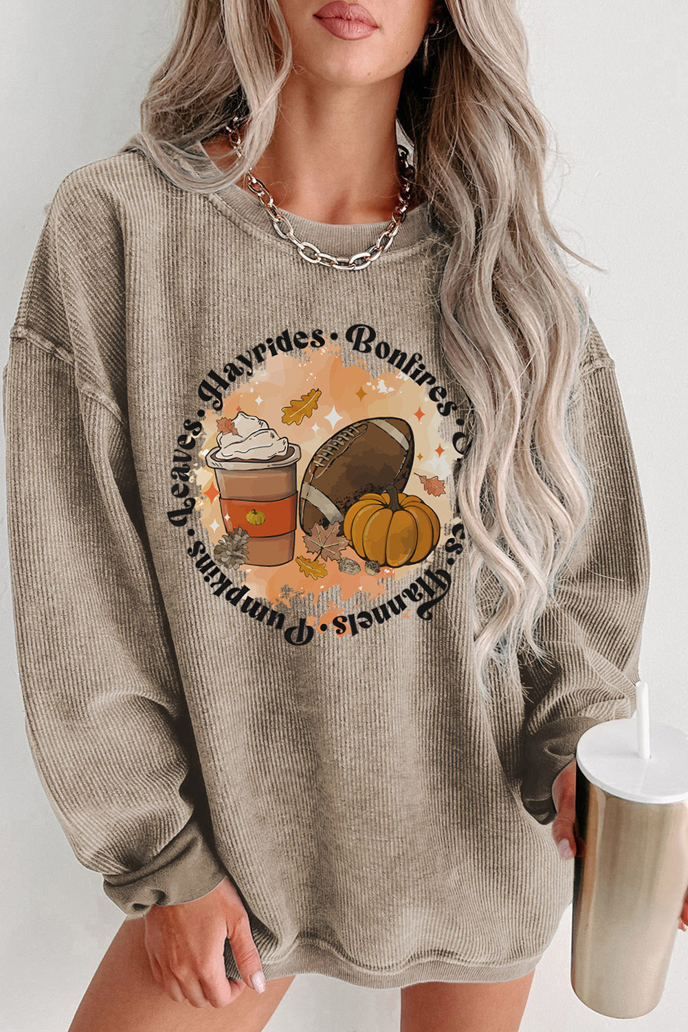 Black Plus Size HO HO HO Santa Graphic Corded Sweatshirt