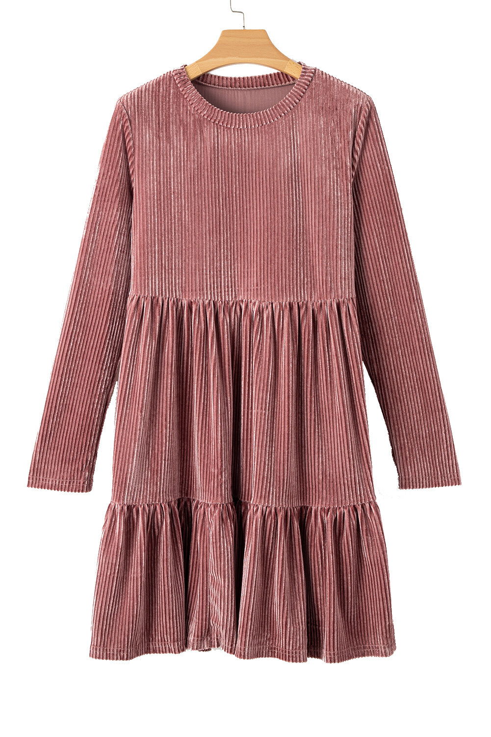 Blackish Green Smocked Ribbed Velvet Babydoll Top