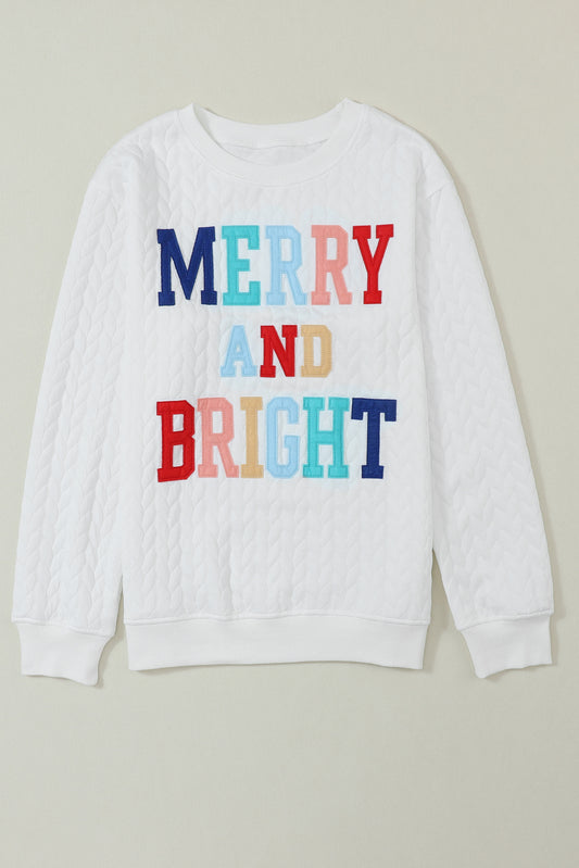 White Heart XOXO Chenille Embroidered Textured Sweatshirt